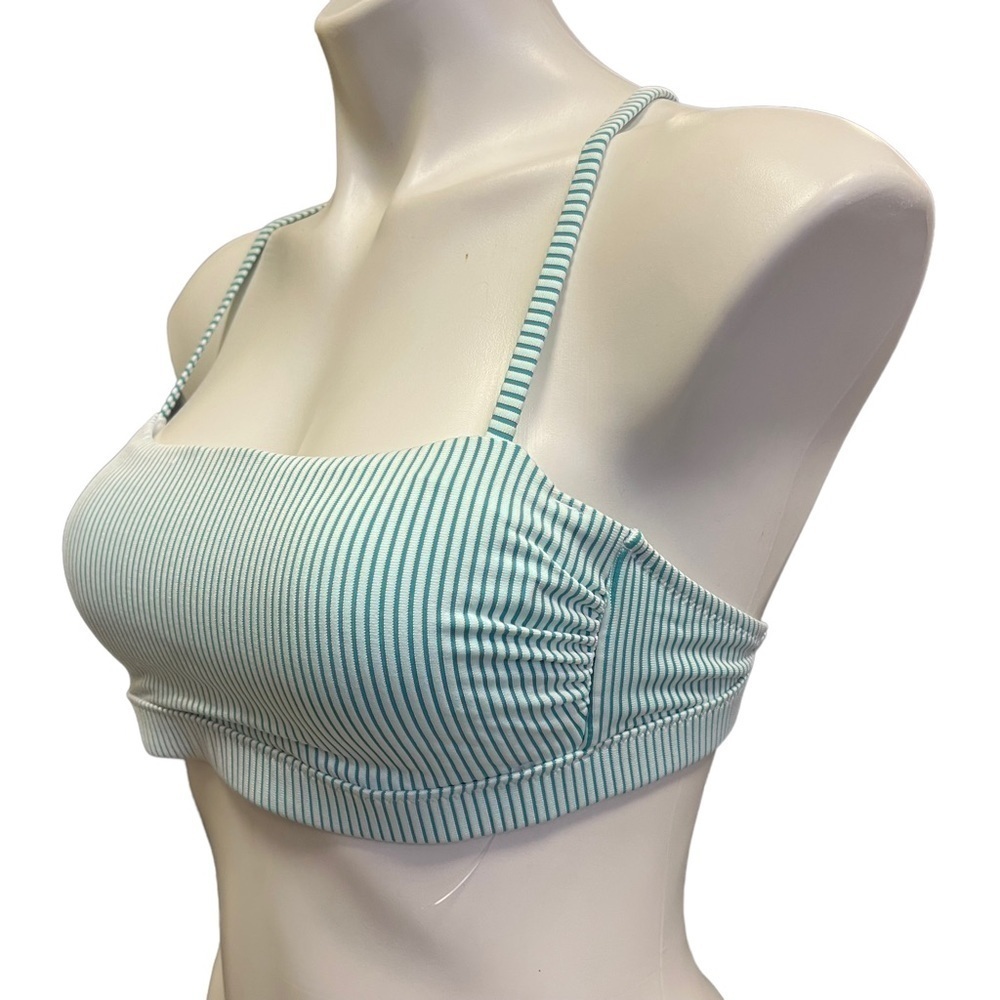 SHADE and Shore Teal White Stripe Bikini Top 34B NWOT